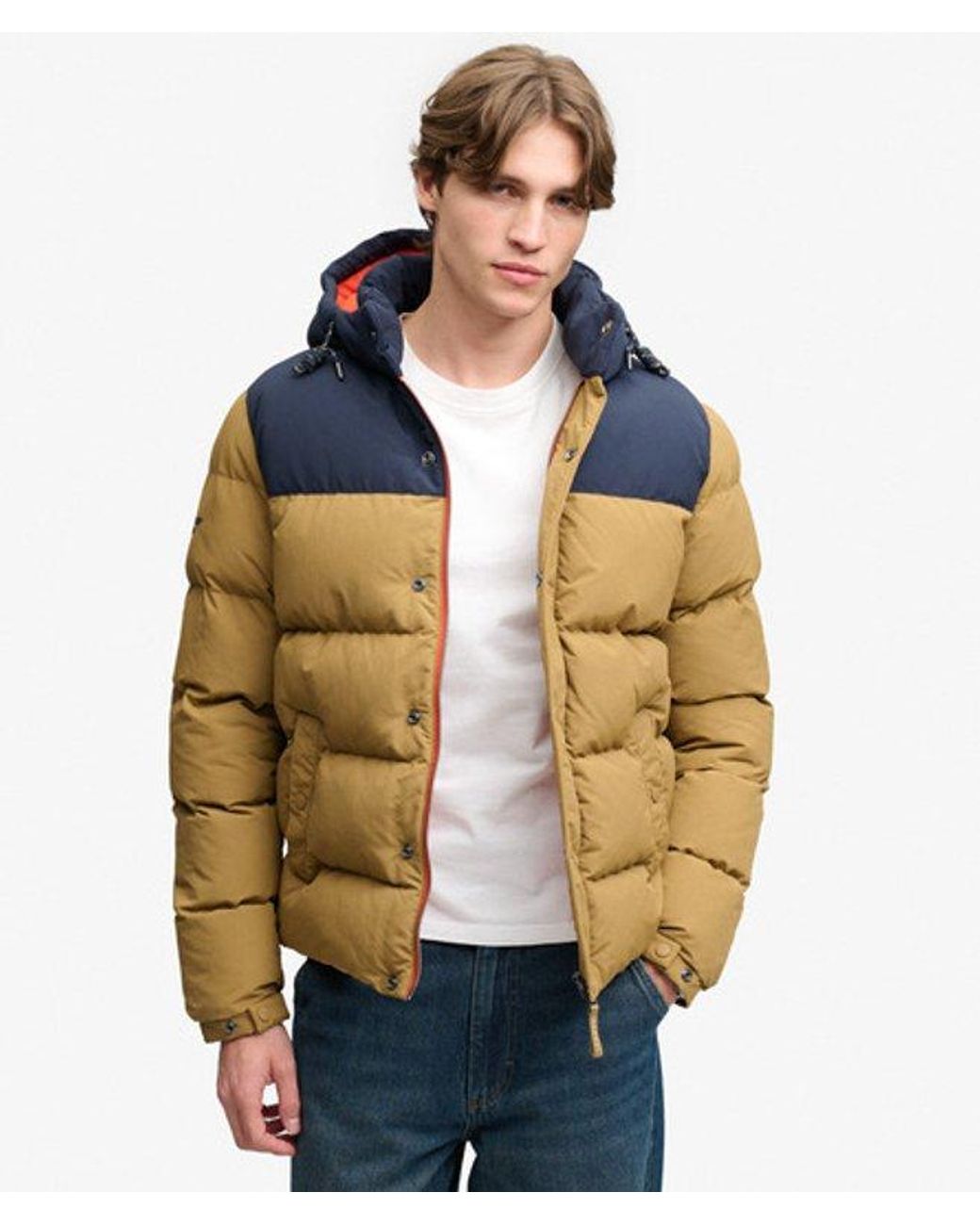 Superdry Blue & Co Everest Colour Block Puffer Jacket for men