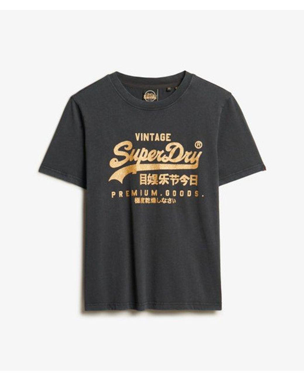 Superdry Black Vintage Logo Metallic Relaxed T-Shirt