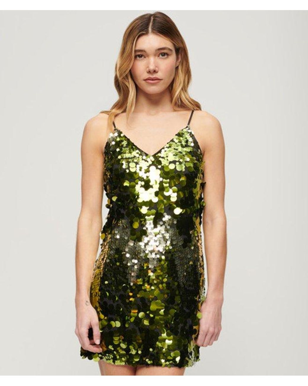Superdry Green & Co Slim Fit Disco Sequin Mini Dress