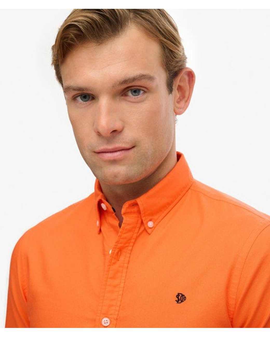 Superdry Orange Classic Oxford Long Sleeve Shirt for men