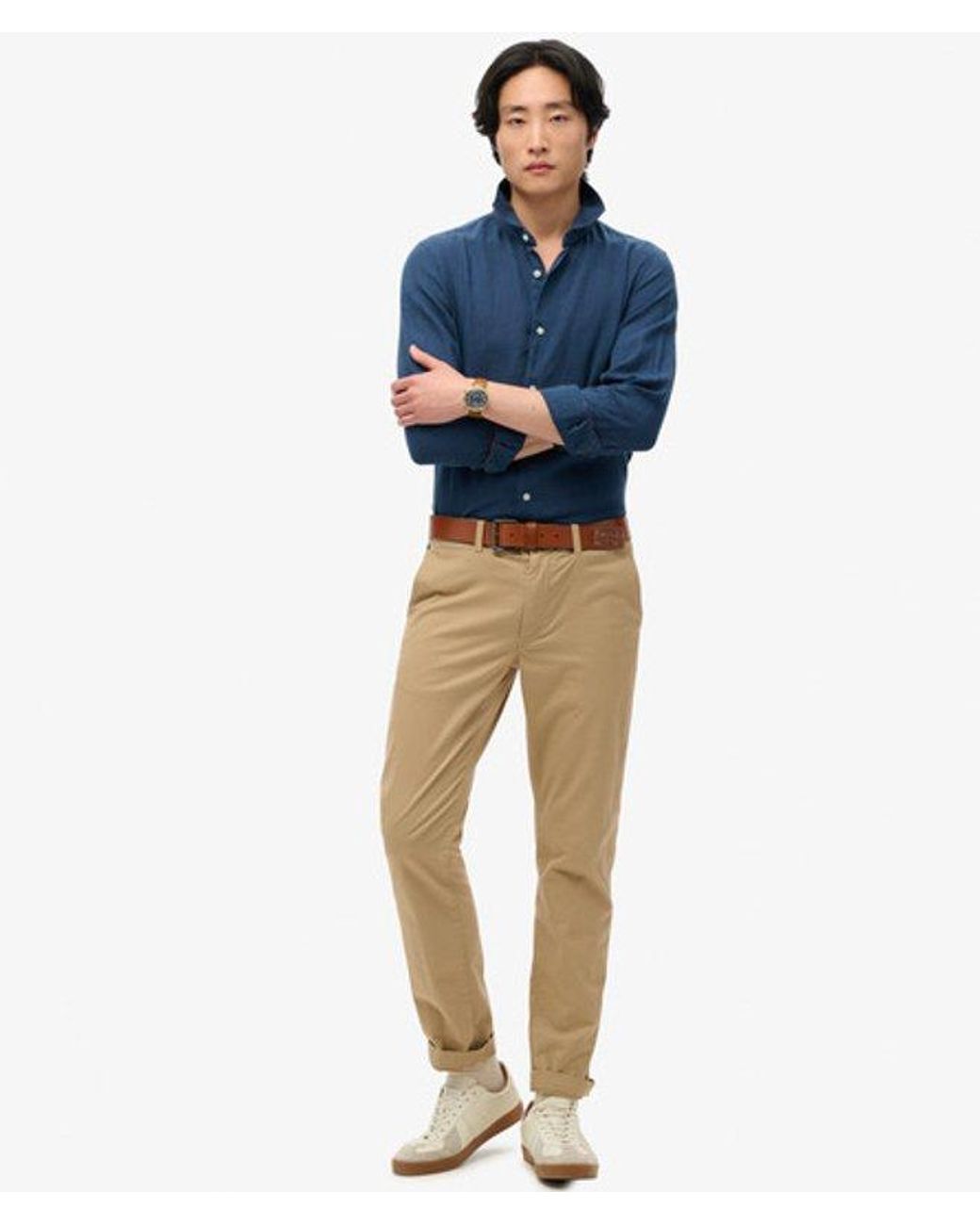 Superdry Blue & Co Vacation Long Sleeved Linen Shirt for men