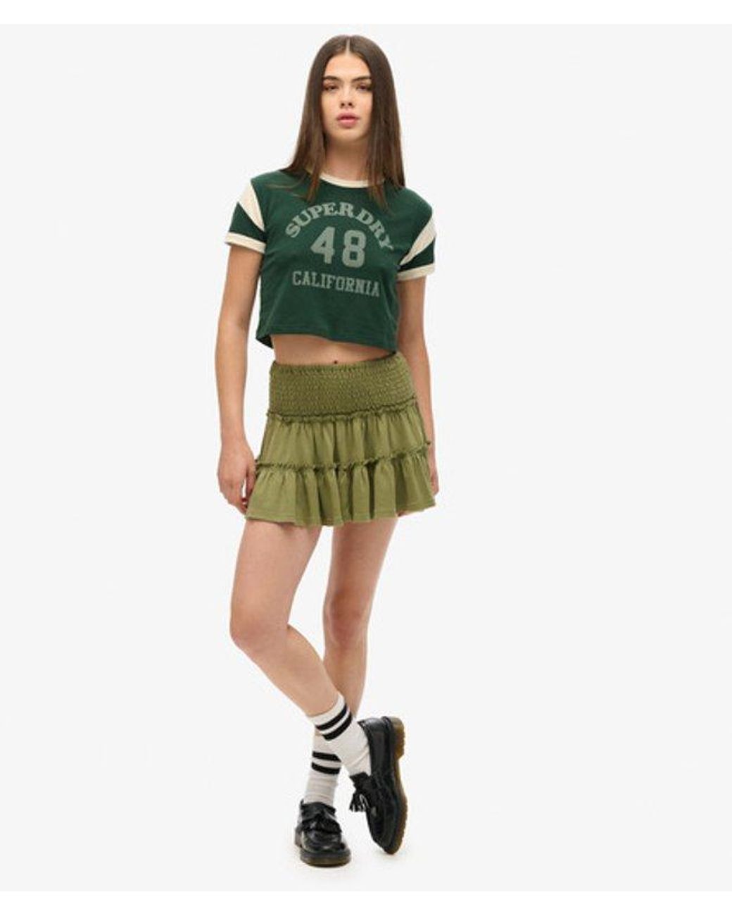 Superdry Green & Co Tiered Jersey Mini Skirt