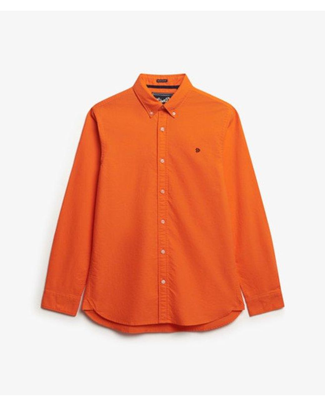 Superdry Orange Classic Oxford Long Sleeve Shirt for men