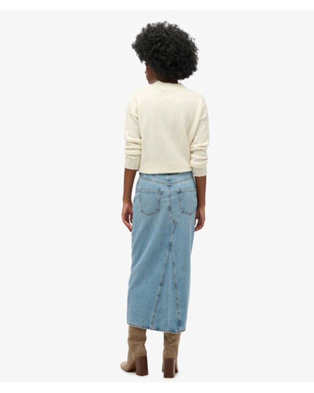 Superdry Blue & Co Denim Split Maxi Skirt