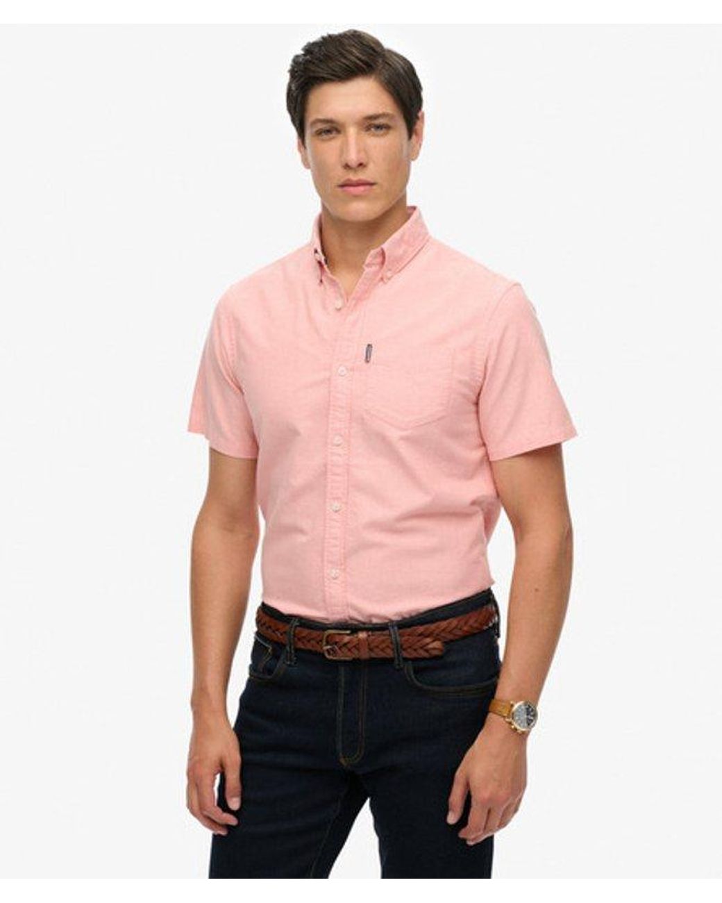 Superdry Red & Co Oxford Short Sleeve Shirt for men