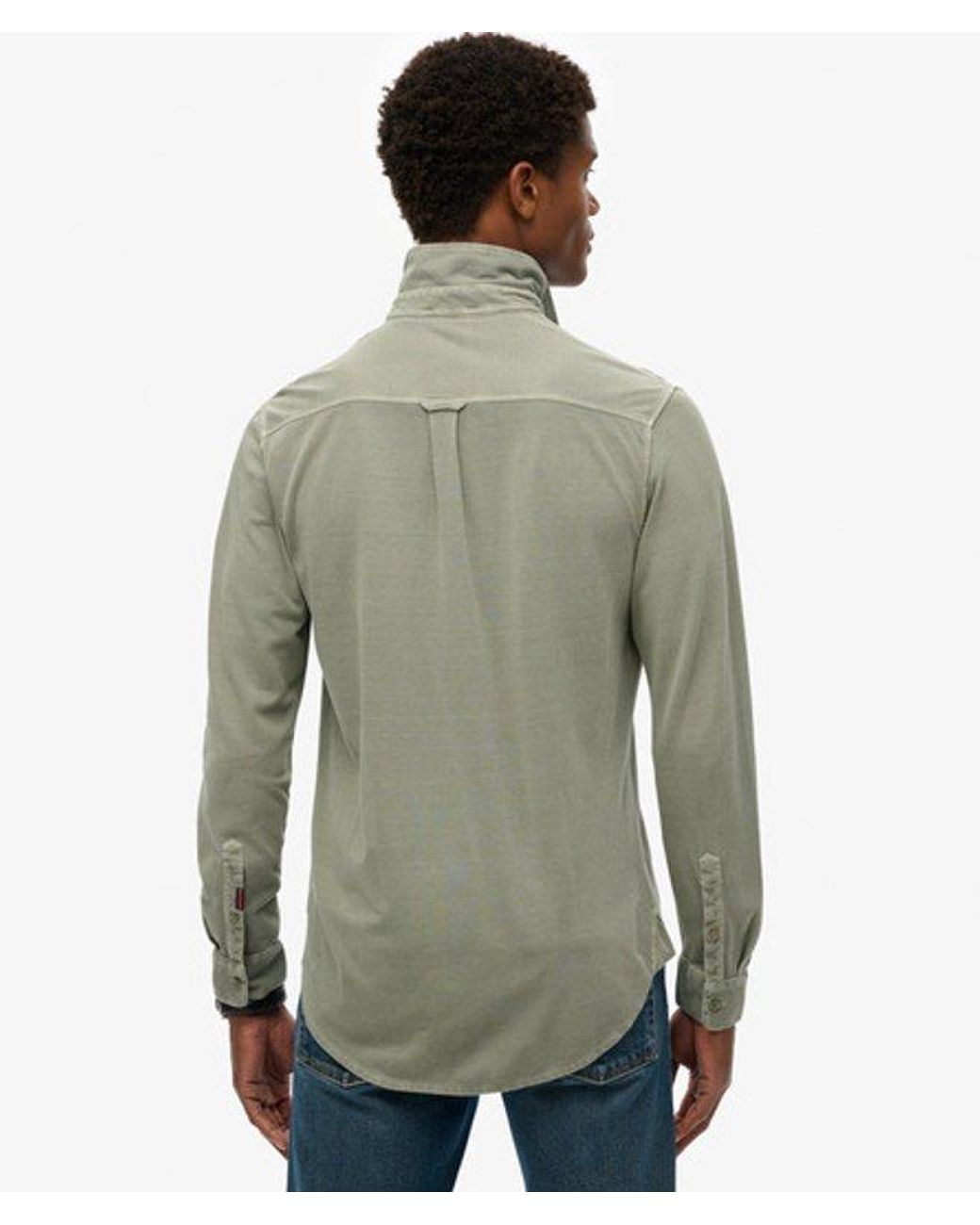 Superdry Green & Co Vintage Destroy Pique Long Sleeve Shirt for men