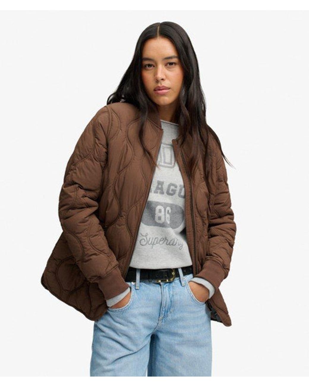 Superdry Brown Short Onion Quilt Liner Jacket