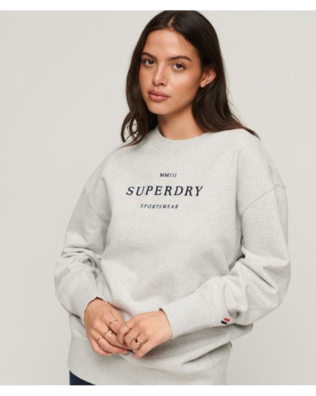 Superdry White Heraldry Oversized Crew Sweatshirt