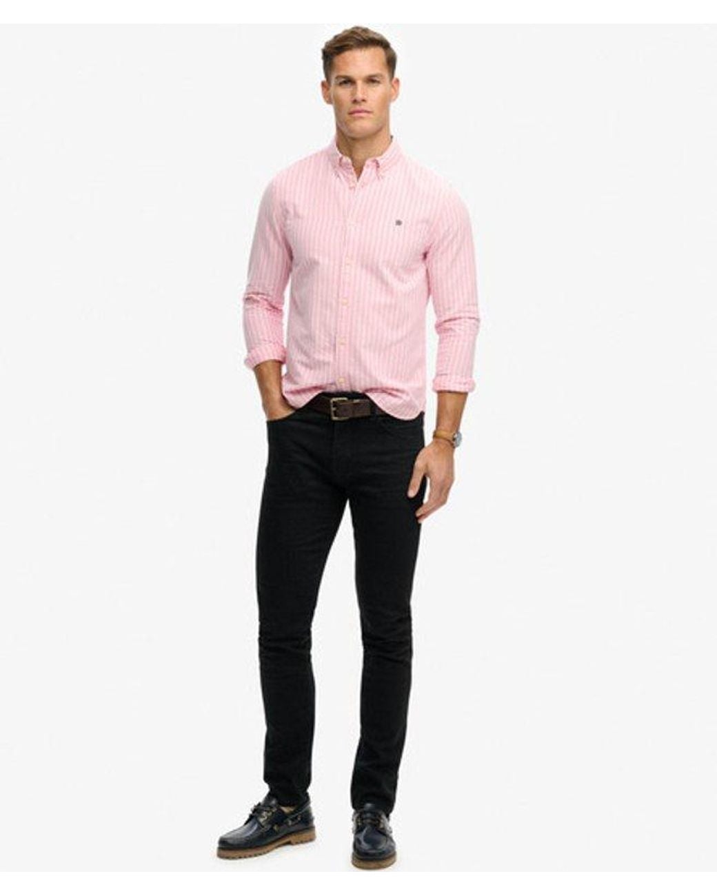 Superdry Preppy Oxford Overhemd Met Lange Mouwen in het Pink voor heren