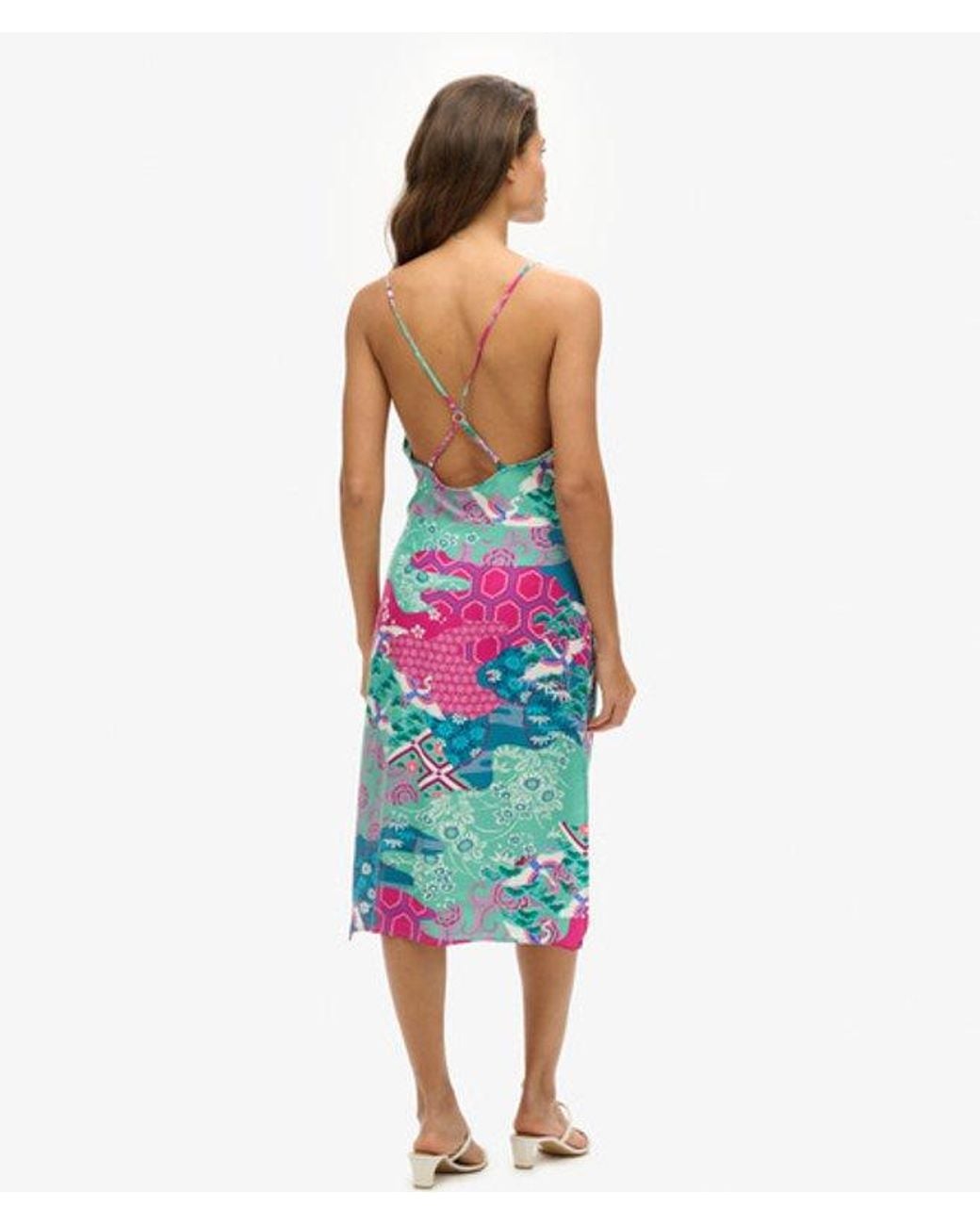 Superdry White & Co Cupro Printed Midi Slip Cami Dress