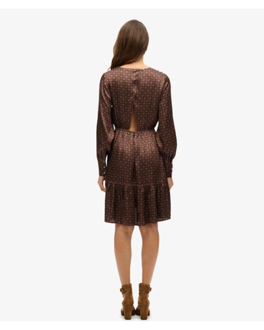 Superdry Brown & Co Mini Cowl Neck Jacquard Dress