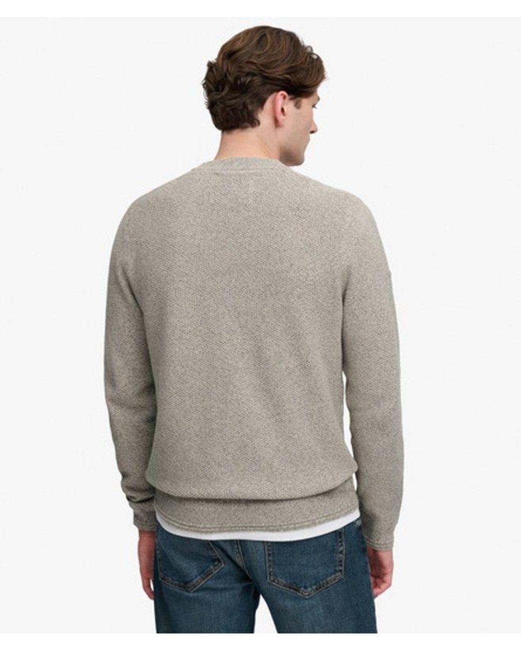 Superdry Gray Texture Knit Jumper for men