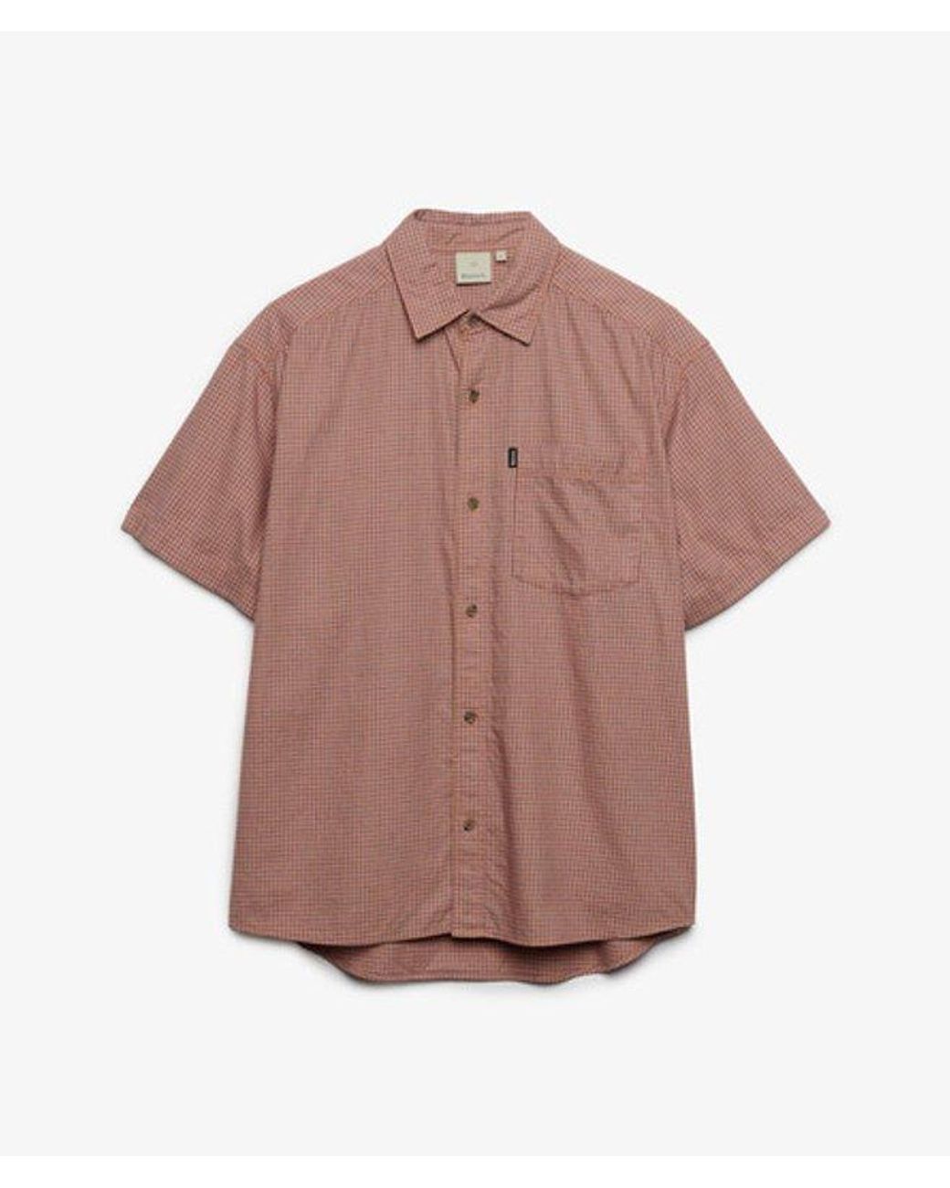 Superdry Brown Bench X & Co Bench Skater Check Short Sleeves Shirt for men