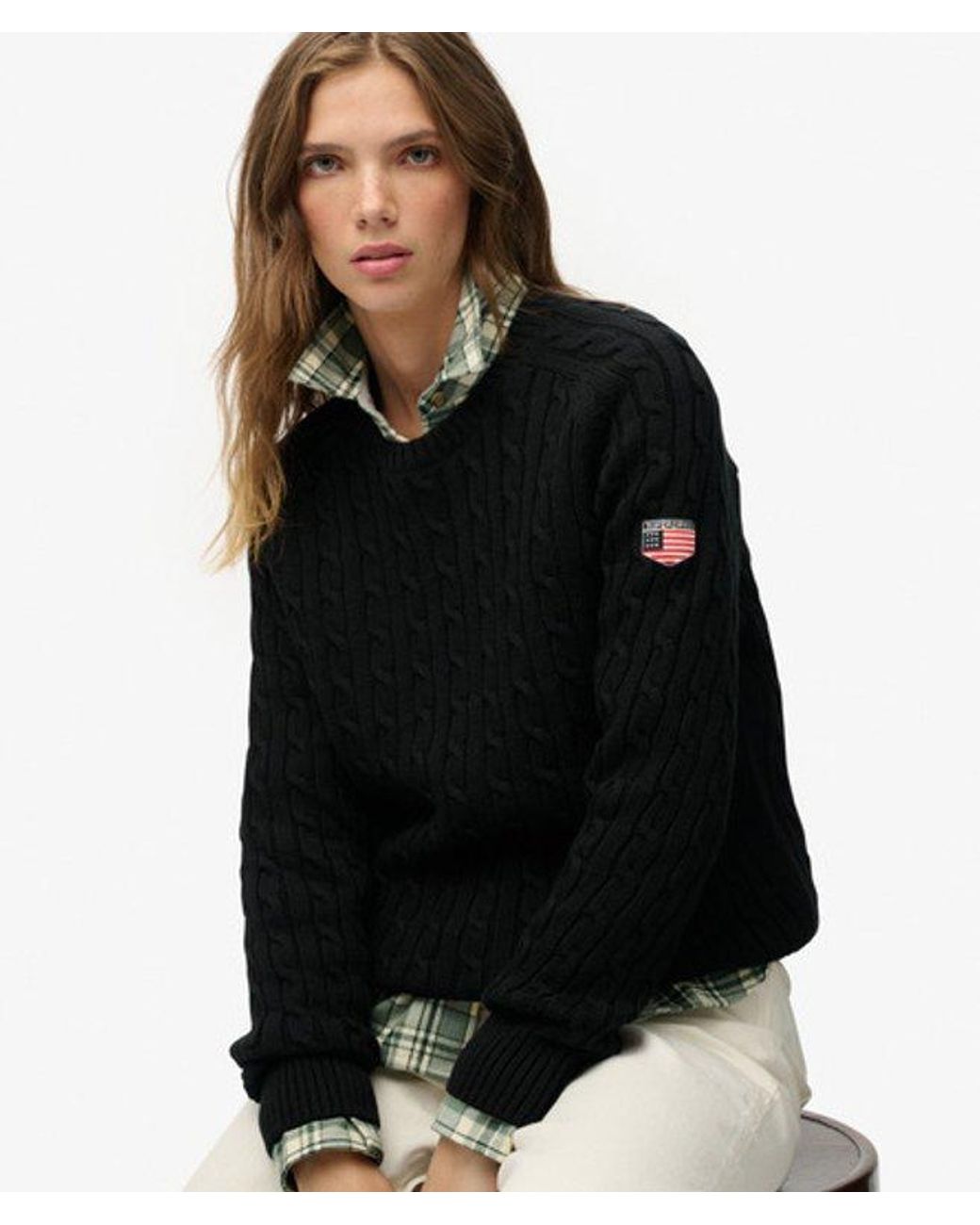 Superdry Black & Co Slouchy Cable Knit Jumper