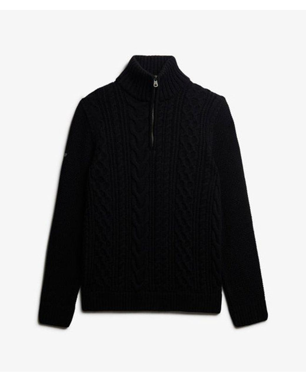 Superdry Black & Co Jacob Cable Knit Half Zip Jumper for men
