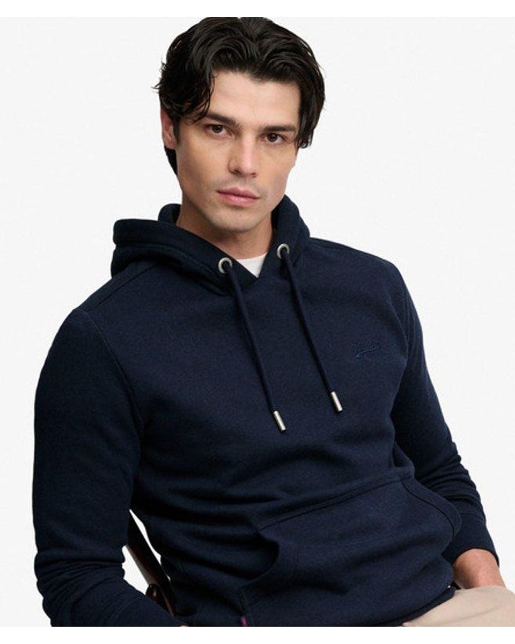 Superdry Blue & Co Vintage Logo Embroidered Hoodie for men