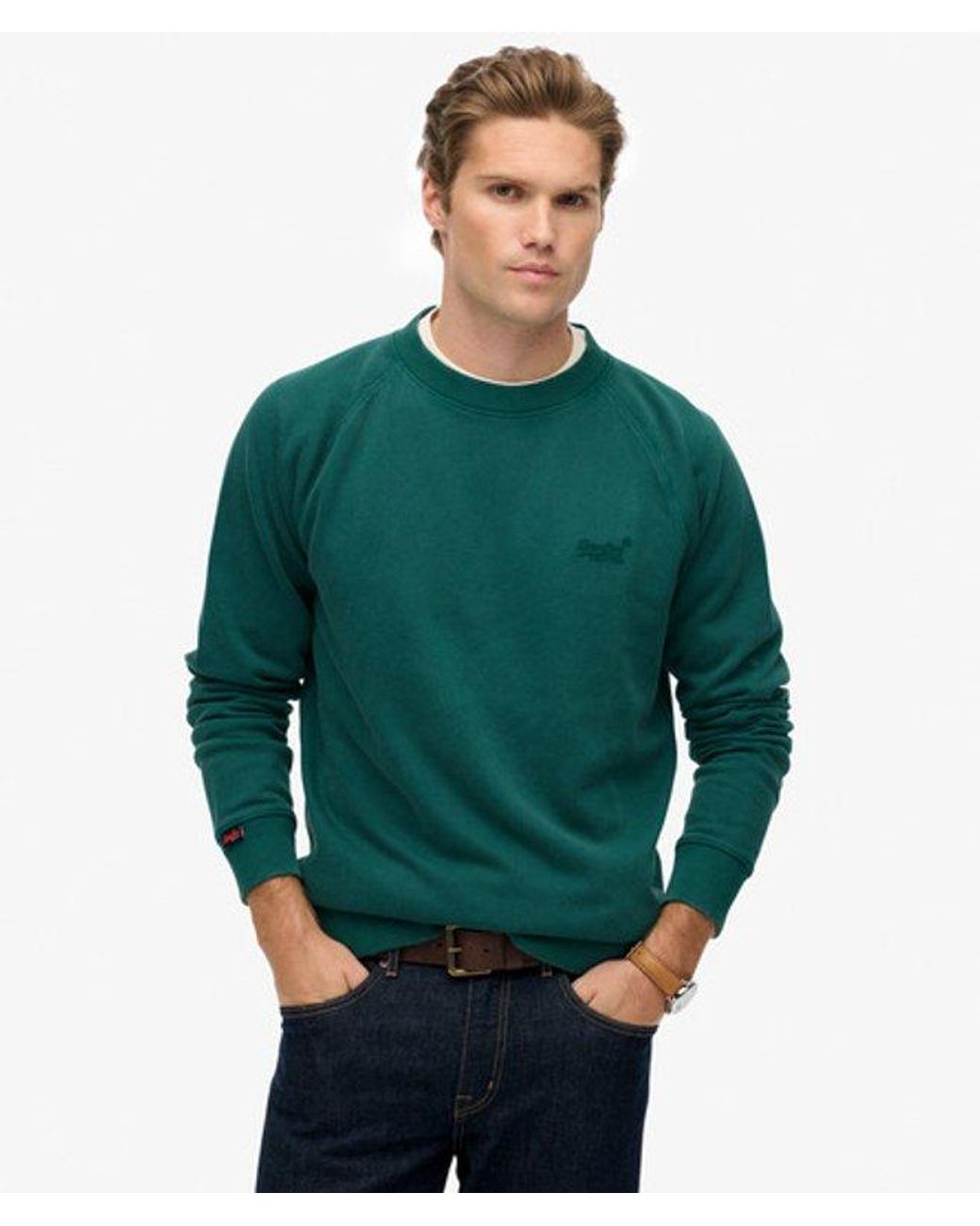 Superdry Green & Co Essential Logo Raglan Crew Sweatshirt for men