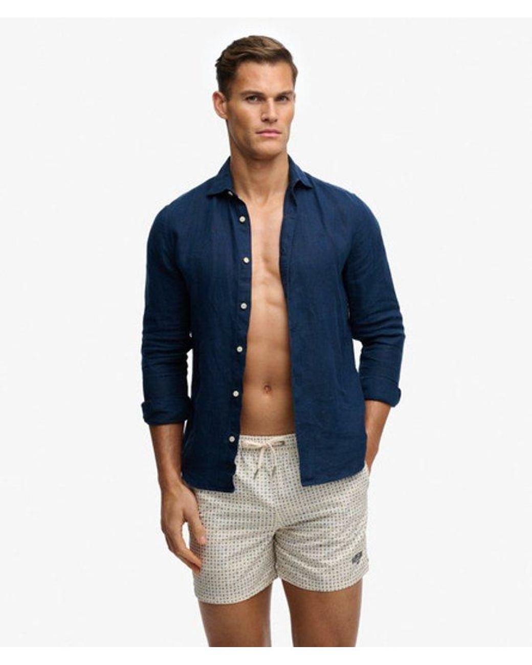 Superdry Blue & Co Premium Printed 15-inch Swim Shorts for men