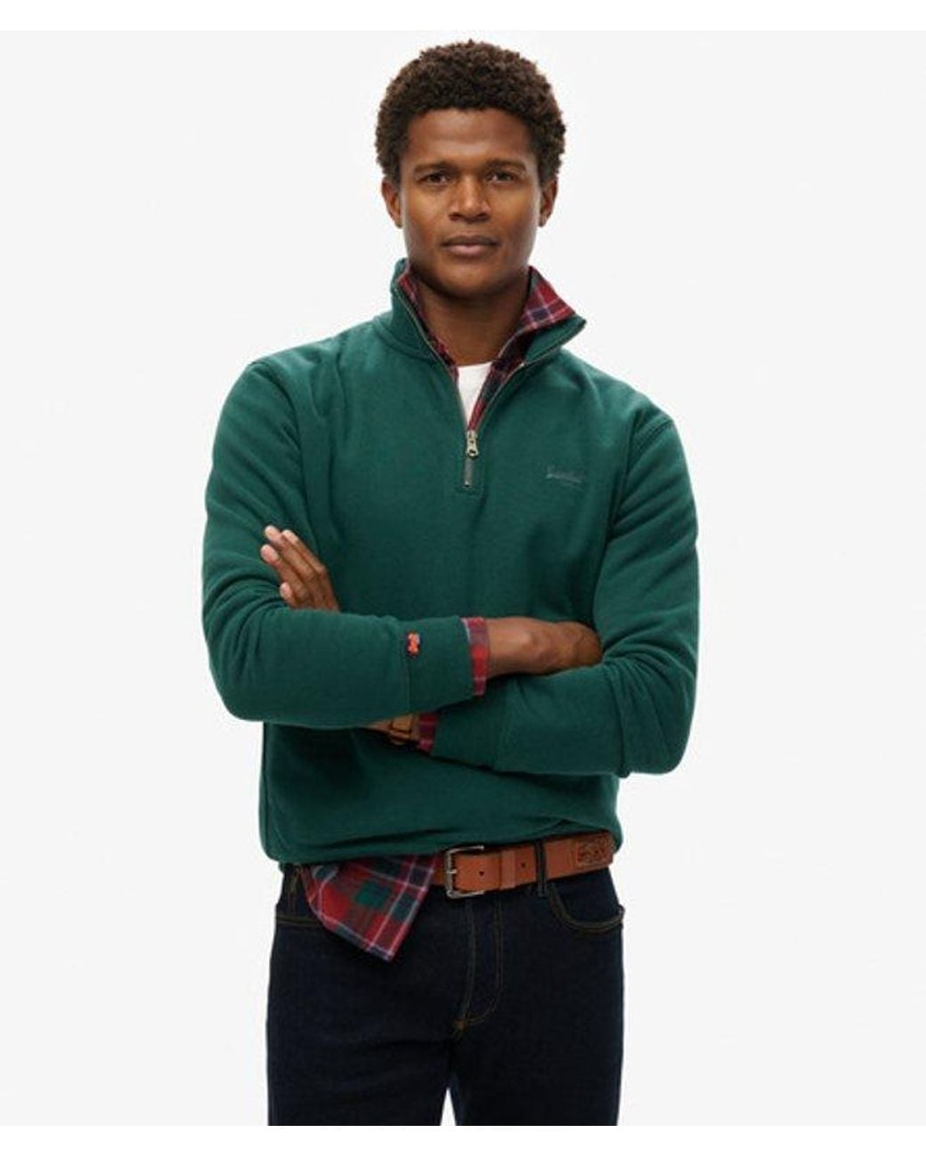 Superdry Green & Co Essential Logo Half Zip Sweatshirt for men