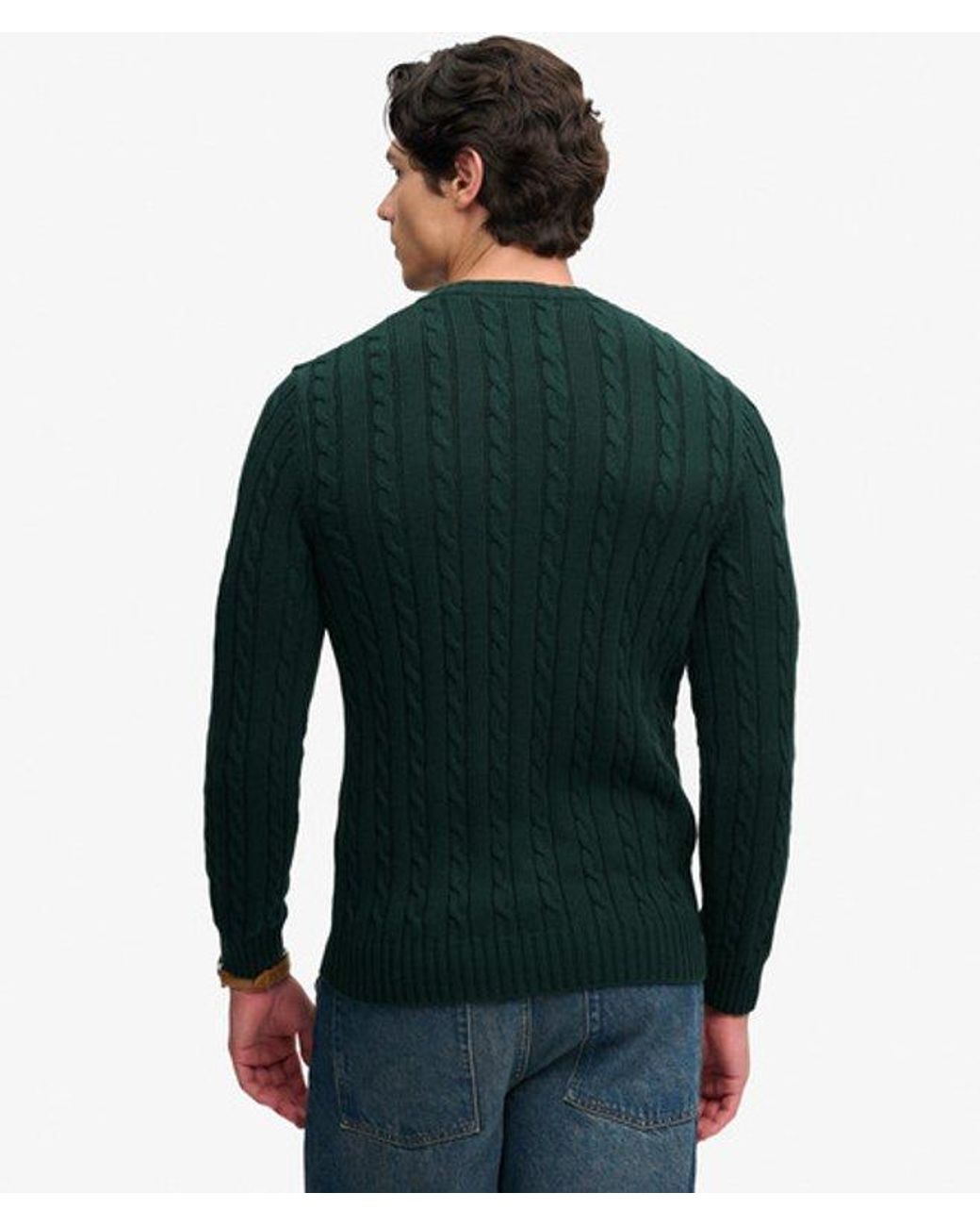 Superdry Green & Co Cotton Cable Knit Crew Jumper for men