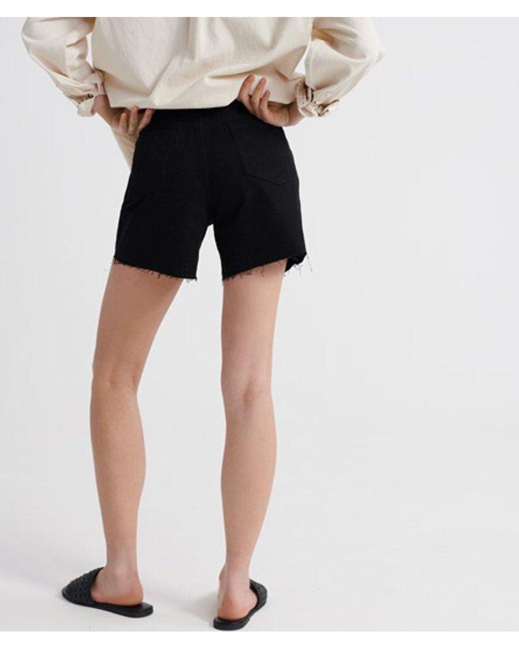 Superdry Black Denim Mid Length Shorts