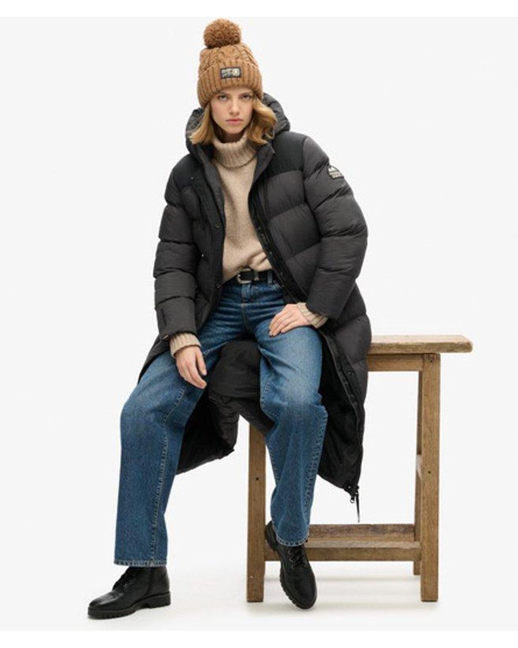 Superdry Blue & Co Rip-stop Long Puffer Coat