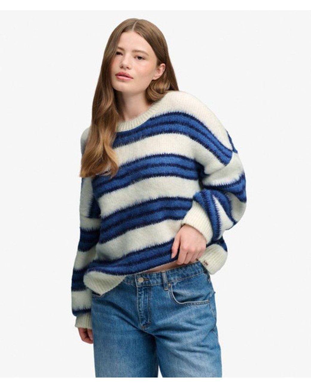 Superdry Blue & Co Slouchy Brushed Stripe Knit Jumper
