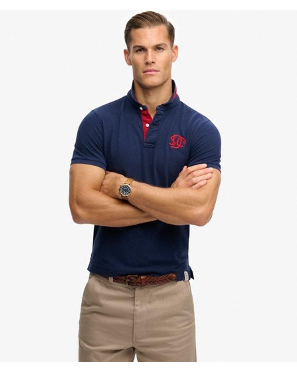 Superdry Blue & Co Pique Monogram Polo Shirt for men