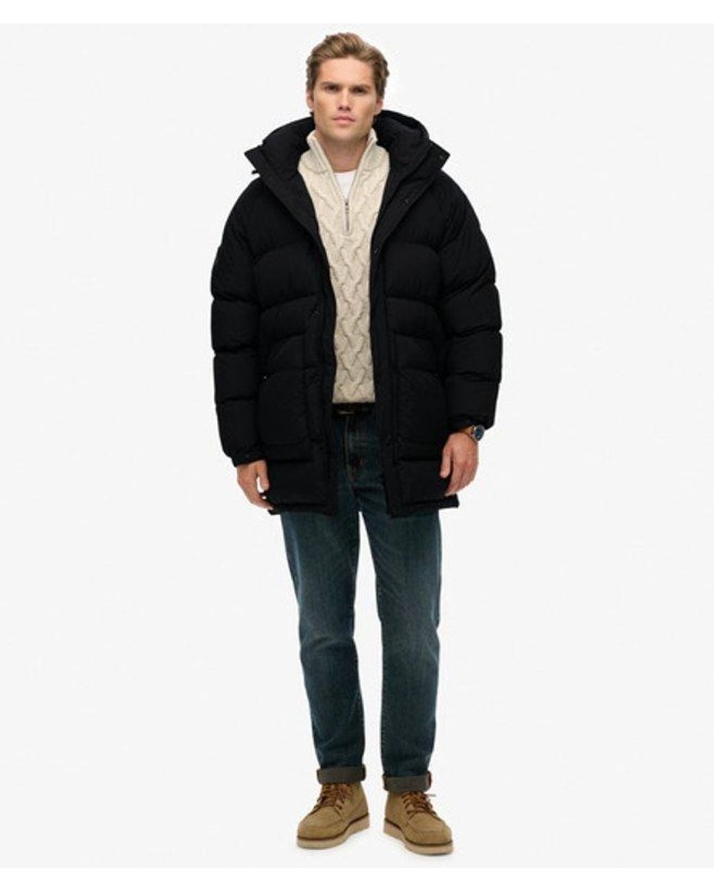 Superdry Black & Co Xpd Long Baffle Parka Jacket for men