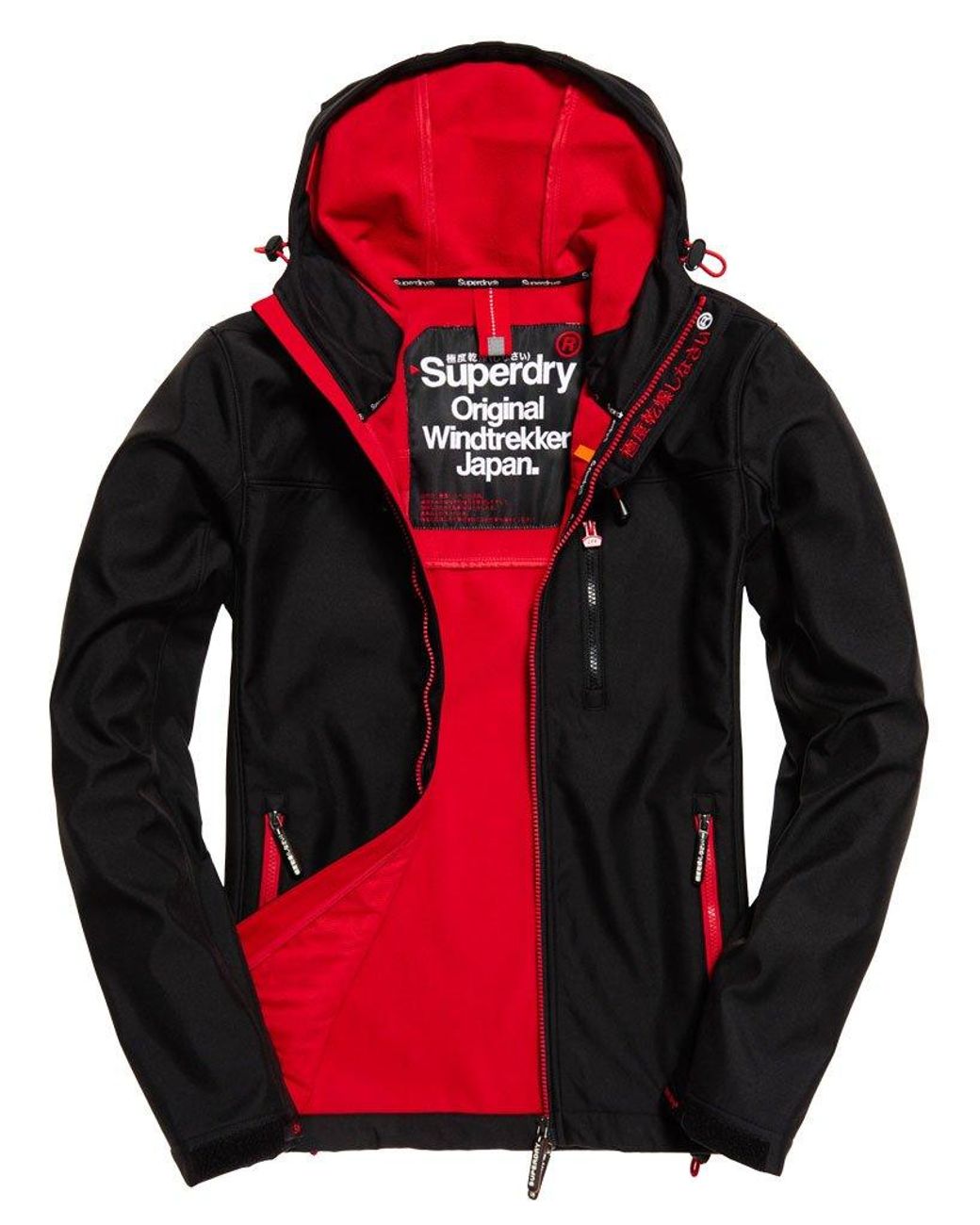 Superdry Hooded Sd-windtrekker Jacket Black in Red for Men | Lyst