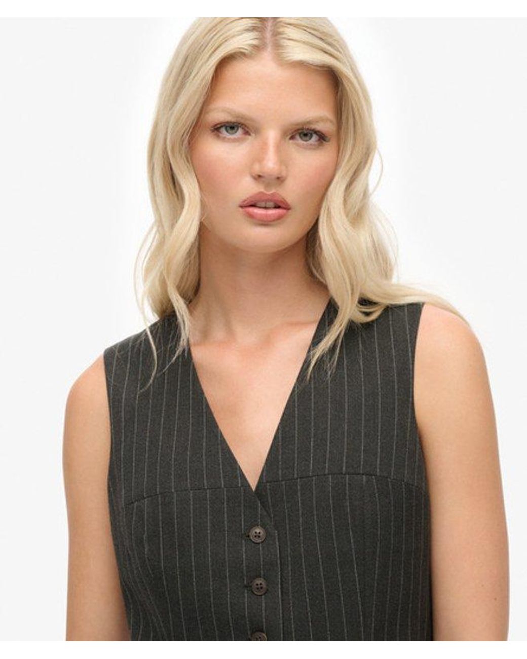 Superdry Black & Co Pinstripe Waistcoat