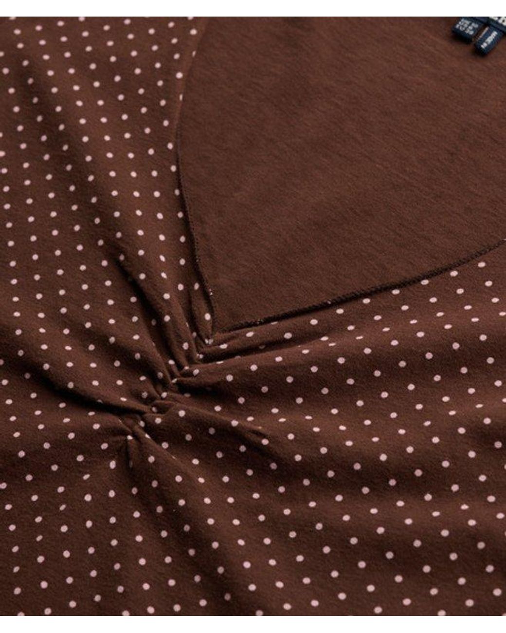 Superdry Brown & Co Athletic Essentials Gathered Pattern Top