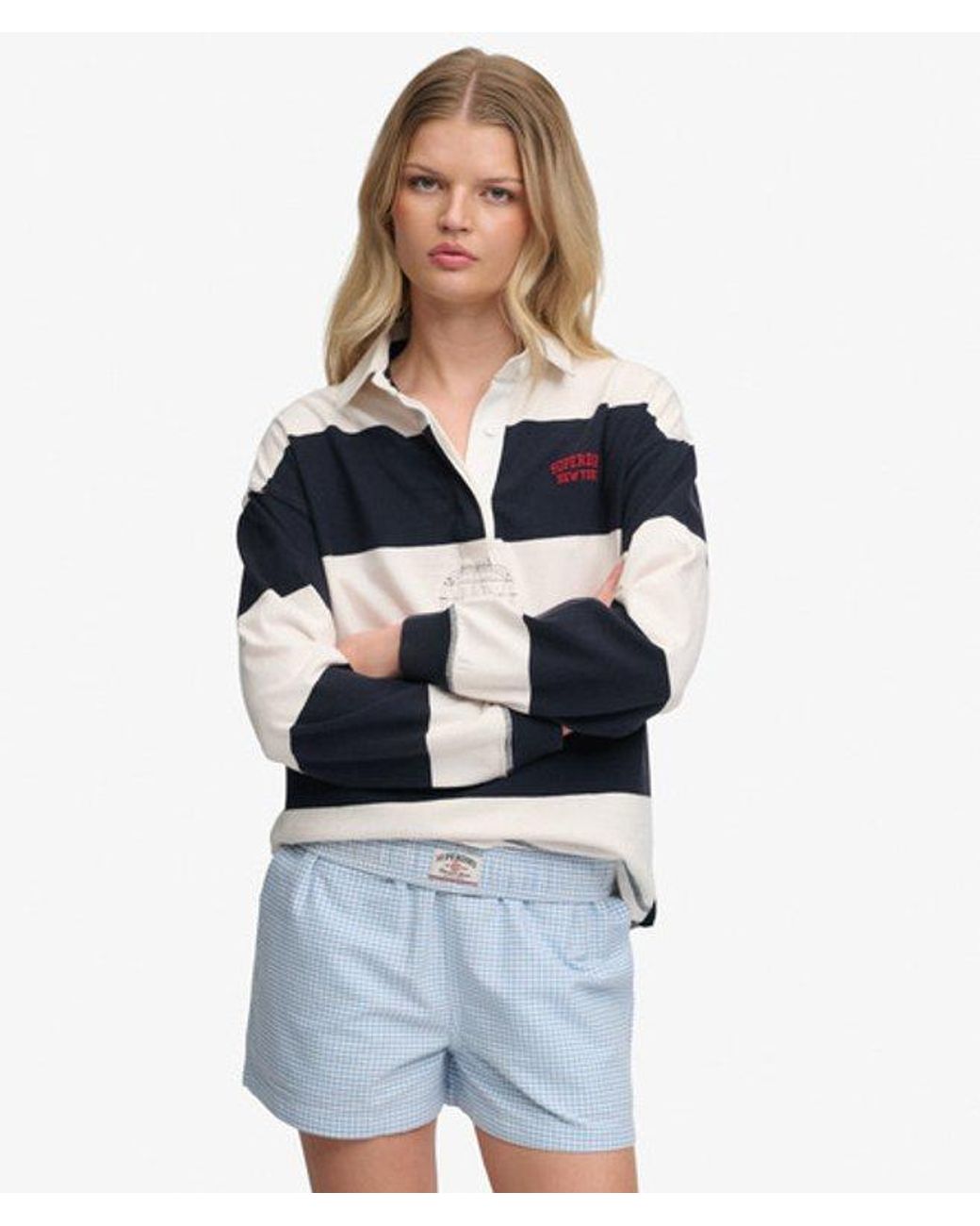 Superdry Blue Heritage Stripe Rugby Top