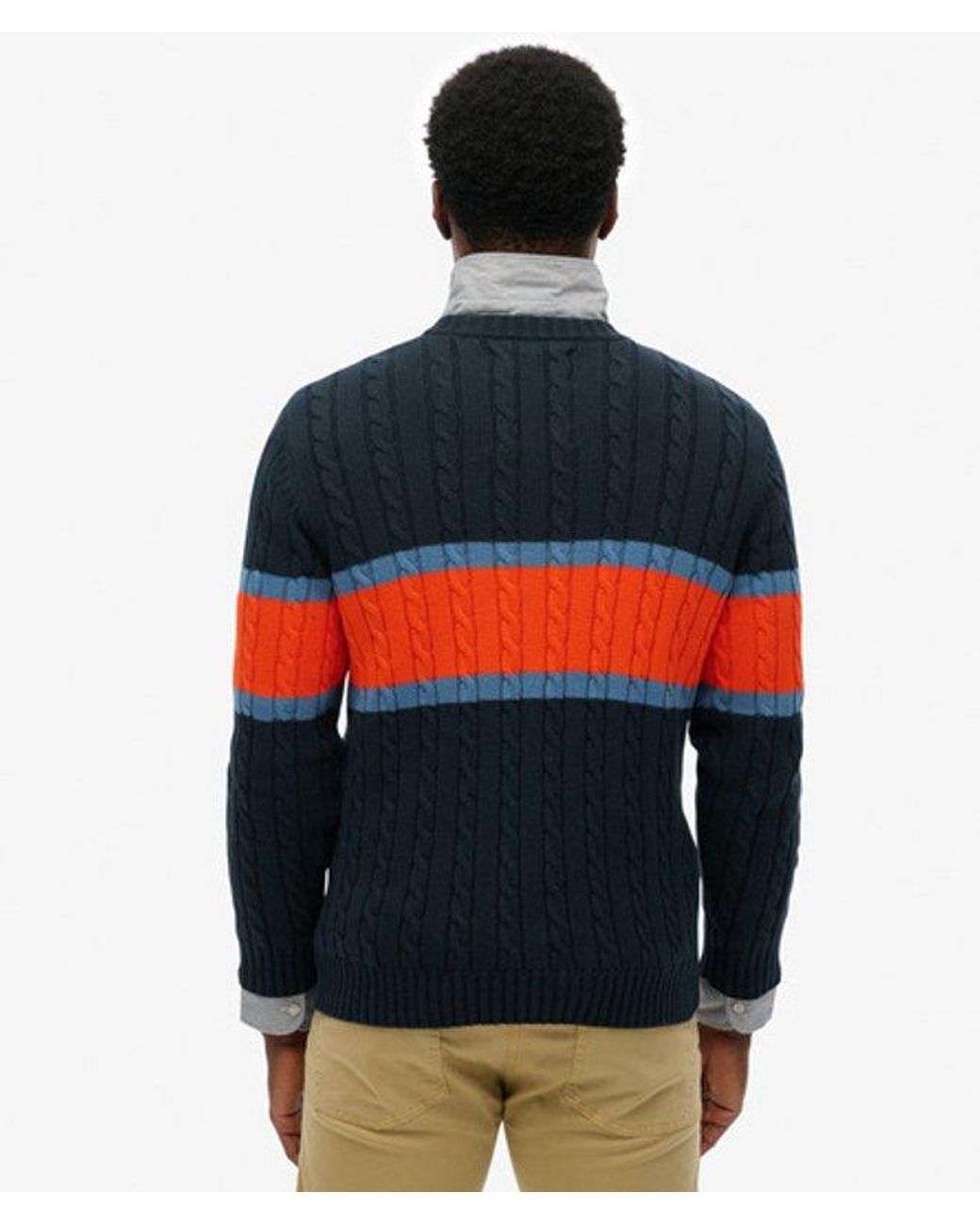 Superdry Red & Co Cotton Stripe Cable Jumper for men