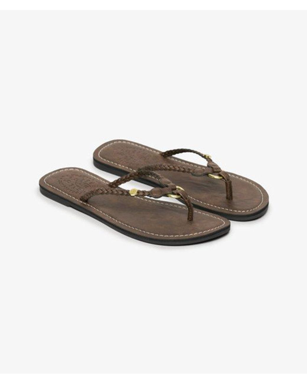 Femme Tongs Tressées En Simili Cuir Taille Superdry en coloris Brown