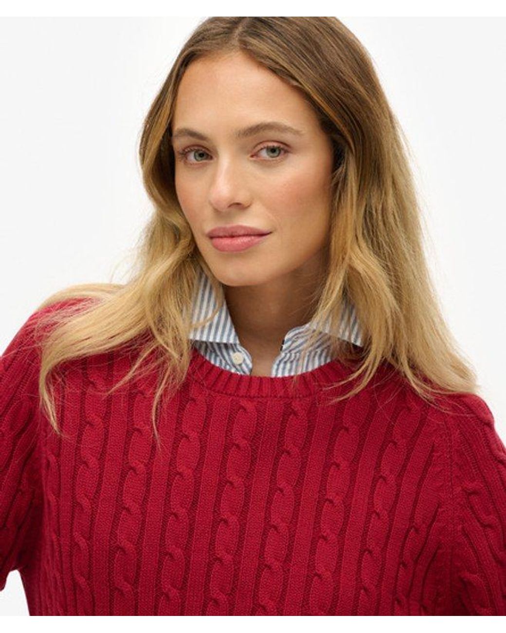 Superdry Red & Co Slouchy Cable Knit Jumper