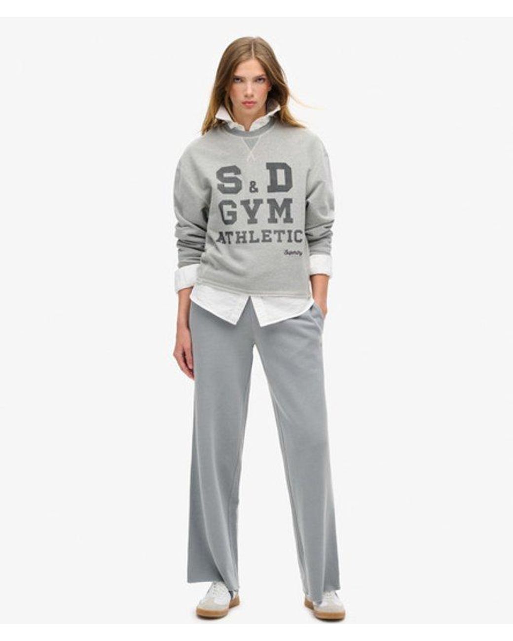 Superdry Gray & Co Athletic Essentials Loose Crop Crew Sweatshirt