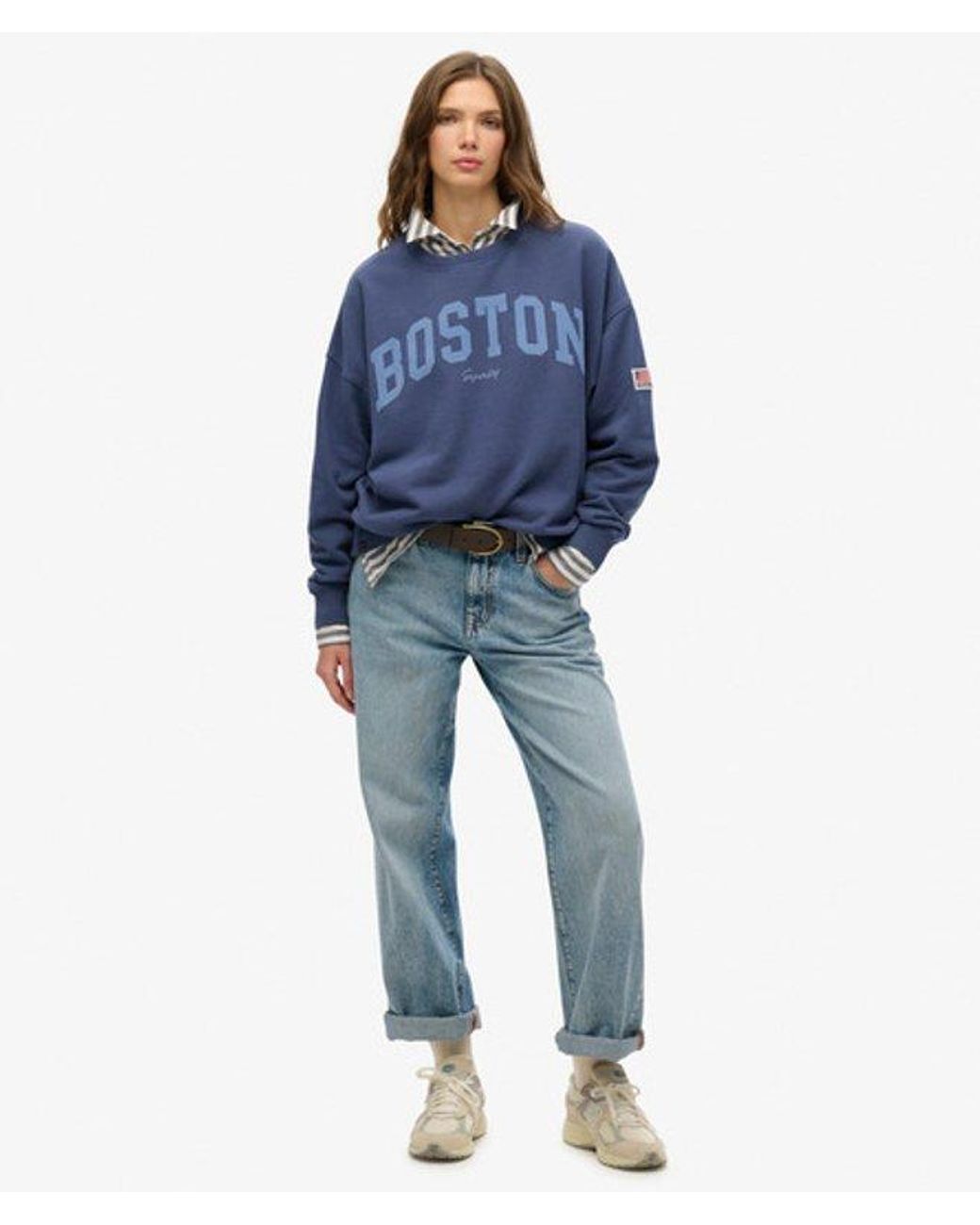 Superdry Blue Athletic Essentials Relaxed Crew Sweatshirt