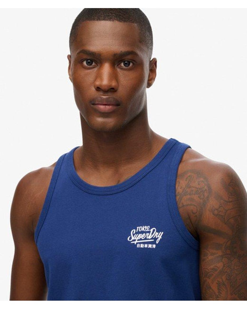 Superdry Blue & Co Contrast Script Vest for men