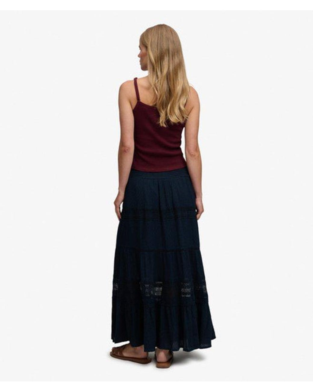 Superdry Ibiza Maxi Rok in het Blue