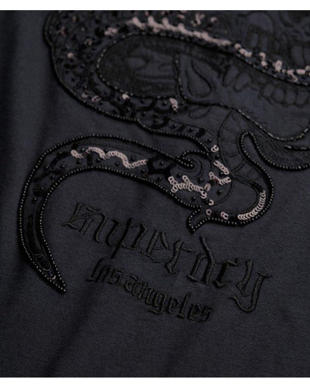 Superdry Black & Co Tattoo Embellished Oversized T-shirt