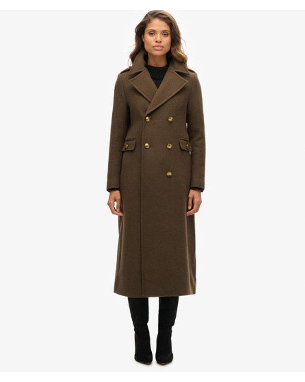 Superdry Black & Co Slim Fit Double Breasted Coat
