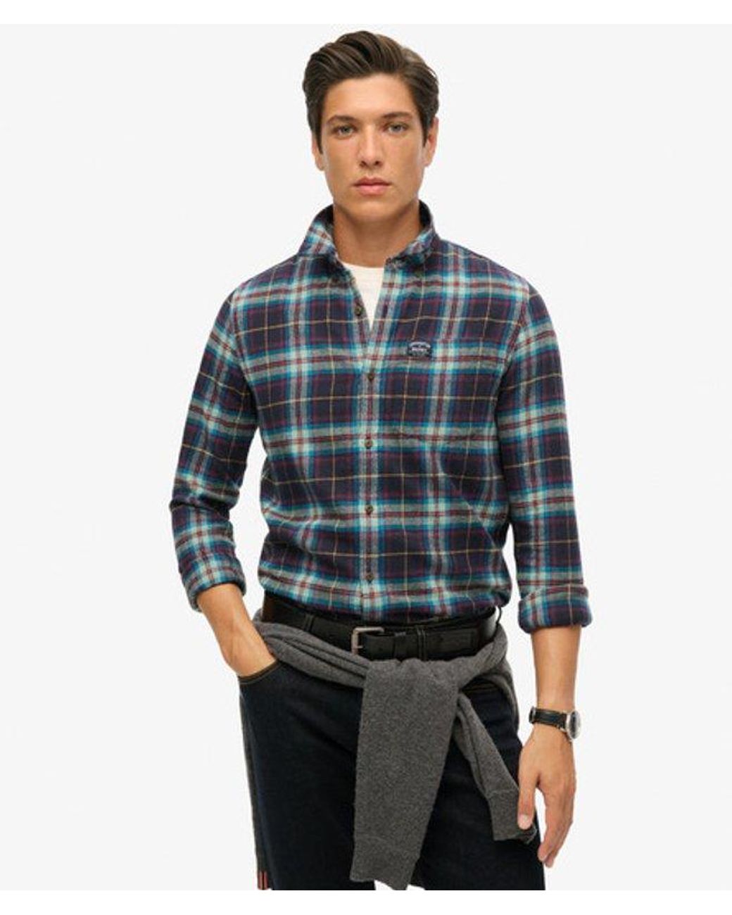 Superdry Blue & Co Long Sleeve Cotton Lumberjack Shirt for men