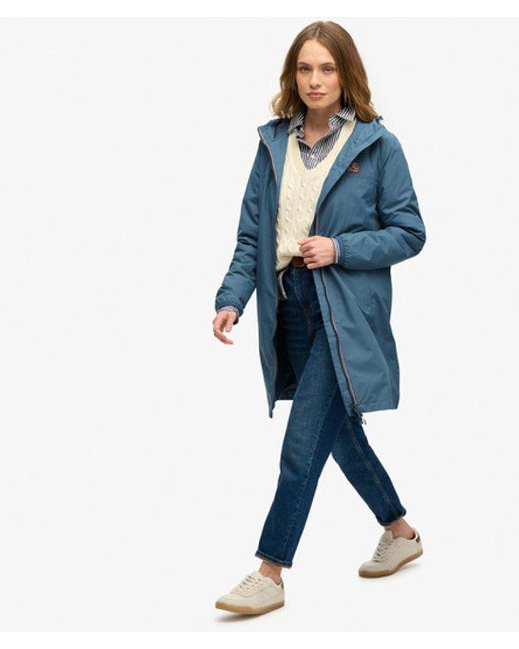 Superdry Blue Long Tri Coloured Windbreaker Jacket