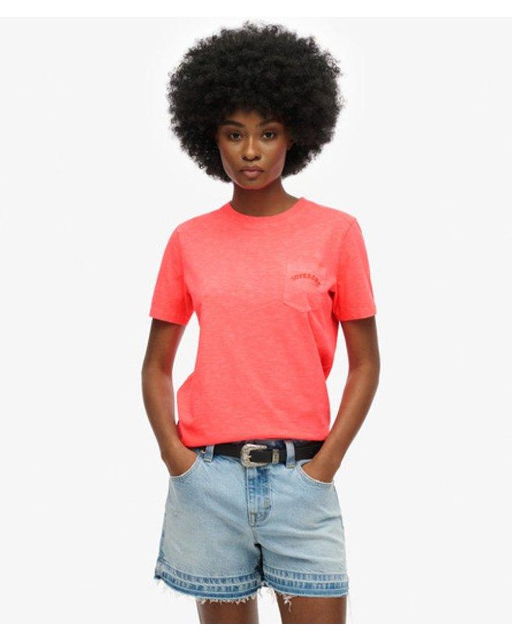 Superdry Red & Co Essential Logo Garment Dye Pocket T-shirt