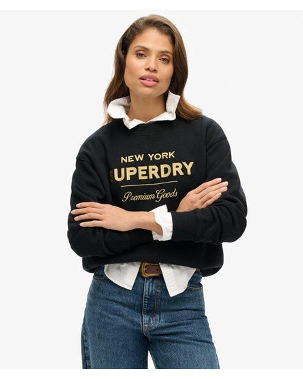 Superdry Black & Co Luxe Metallic Logo Sweatshirt