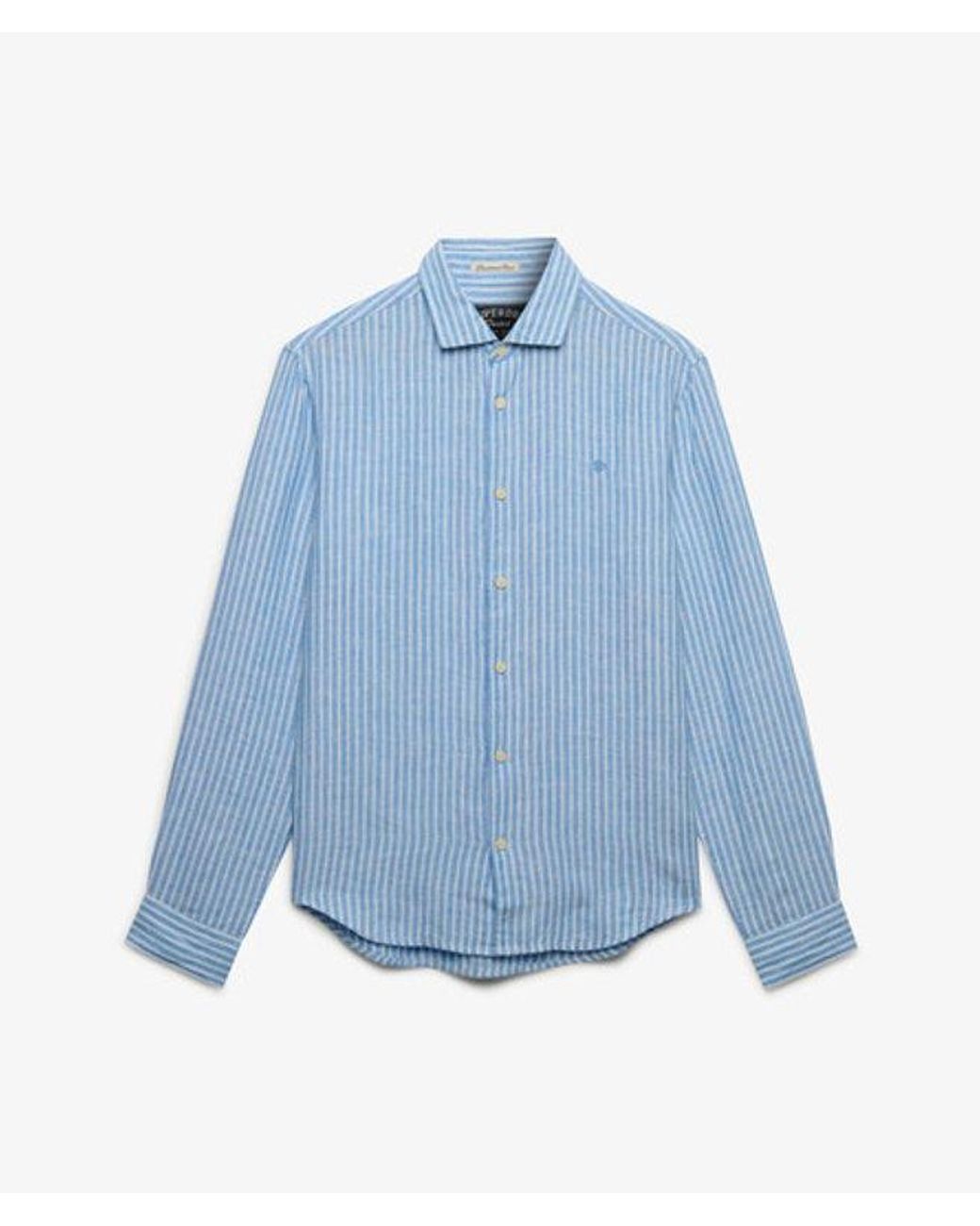 Superdry Blue & Co Riviera Long Sleeve Linen Shirt for men