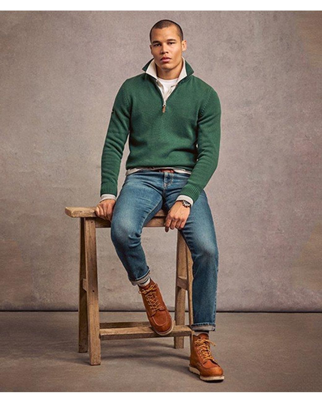Superdry Green & Co Cotton Classics Half-zip Knitted Jumper for men