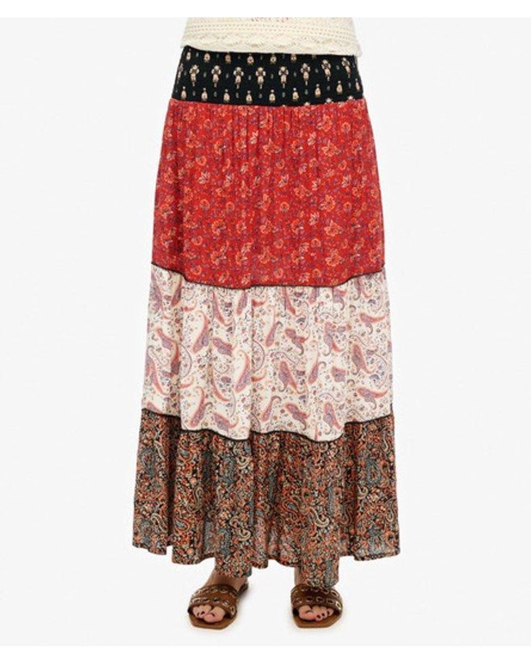 Superdry Red & Co Printed Maxi Skirt