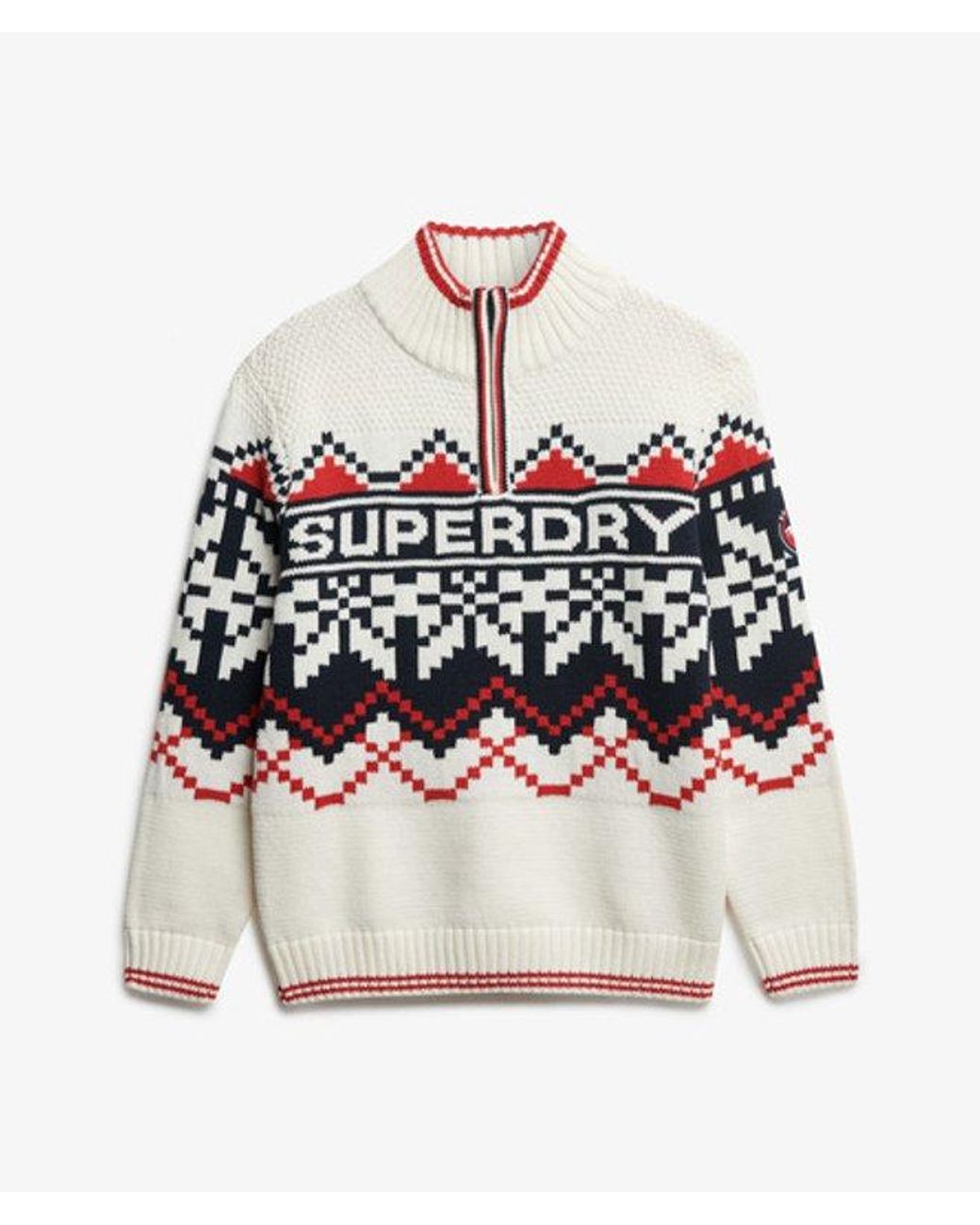 Superdry White & Co Intarsia Half Zip Jumper
